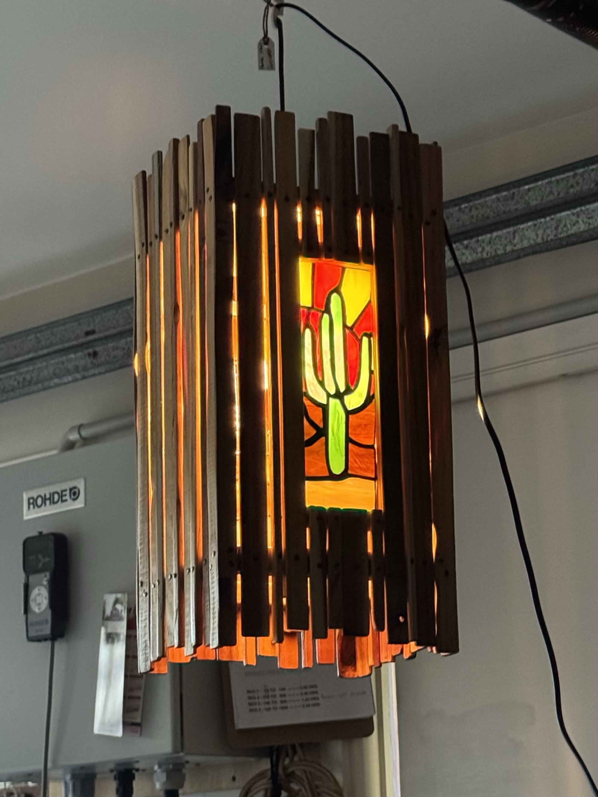 Cactus pendant lamp stained glass